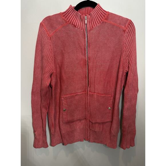 Guide Series Full Zip Sweater Pockets Ribbed Size Large Cotton High Neck Outdoor - Picture 1 of 6